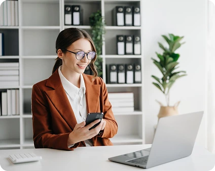 A woman working at a computer