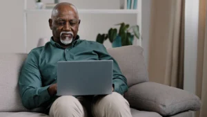 Screenshot of a Google Docs article titled "How Technology Can Improve Safety for Seniors," discussing how modern devices and systems support elderly safety and independence.